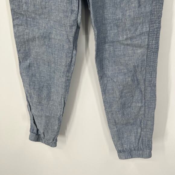 Athleta Cabo Linen Joggers Blue Drawstring High Rise - Picture 4 of 9